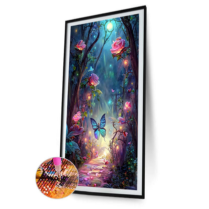 Butterfly Rose Forest - Full Round Drill Diamond Painting 40*70CM