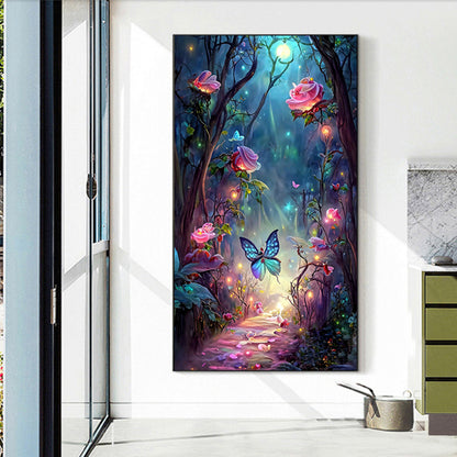 Butterfly Rose Forest - Full Round Drill Diamond Painting 40*70CM