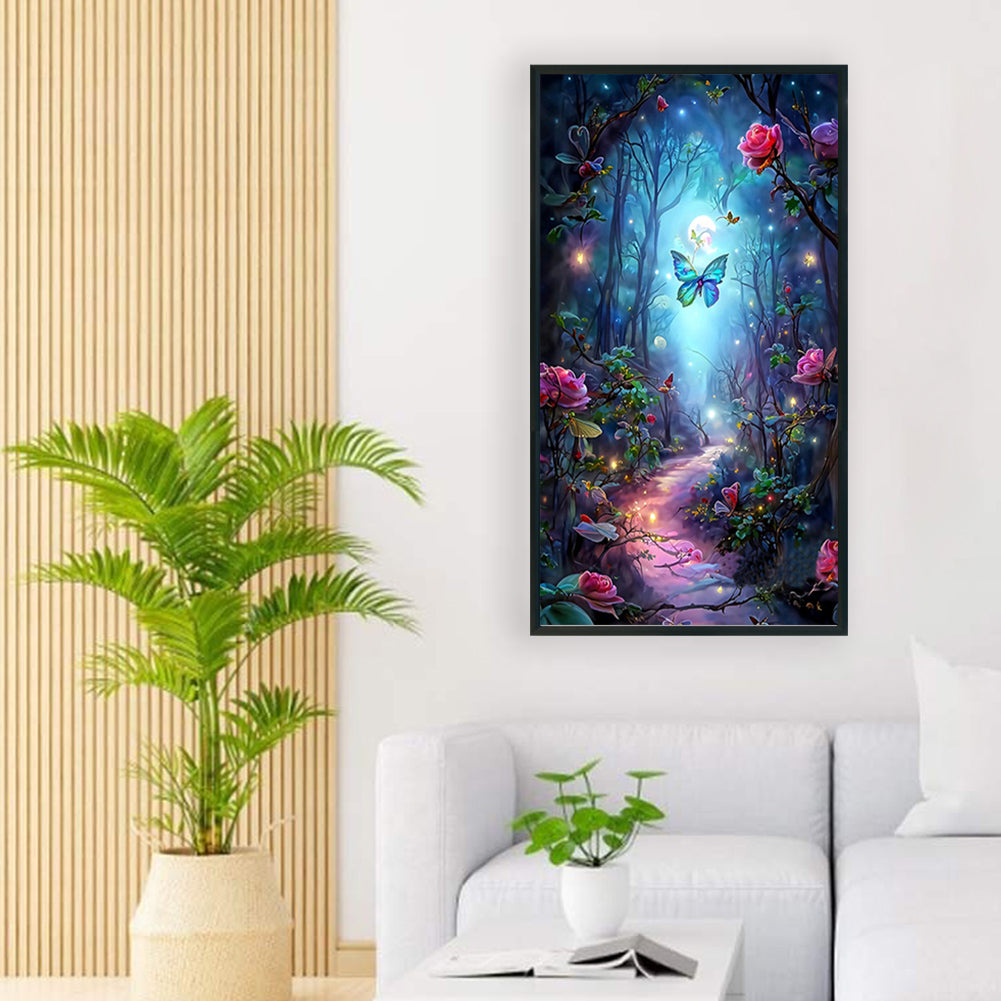 Butterfly Rose Forest - Full Round Drill Diamond Painting 40*70CM