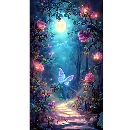 Butterfly Rose Forest - Full Round Drill Diamond Painting 40*70CM