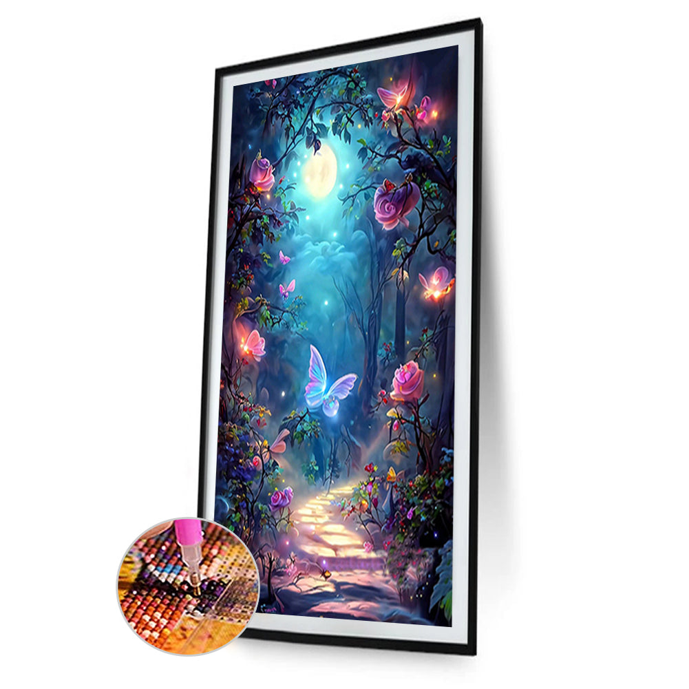 Butterfly Rose Forest - Full Round Drill Diamond Painting 40*70CM