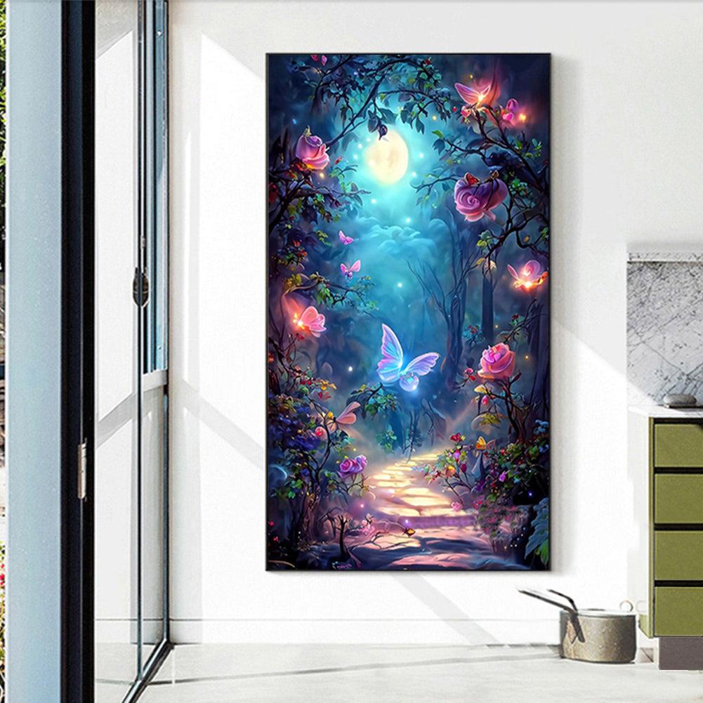 Butterfly Rose Forest - Full Round Drill Diamond Painting 40*70CM