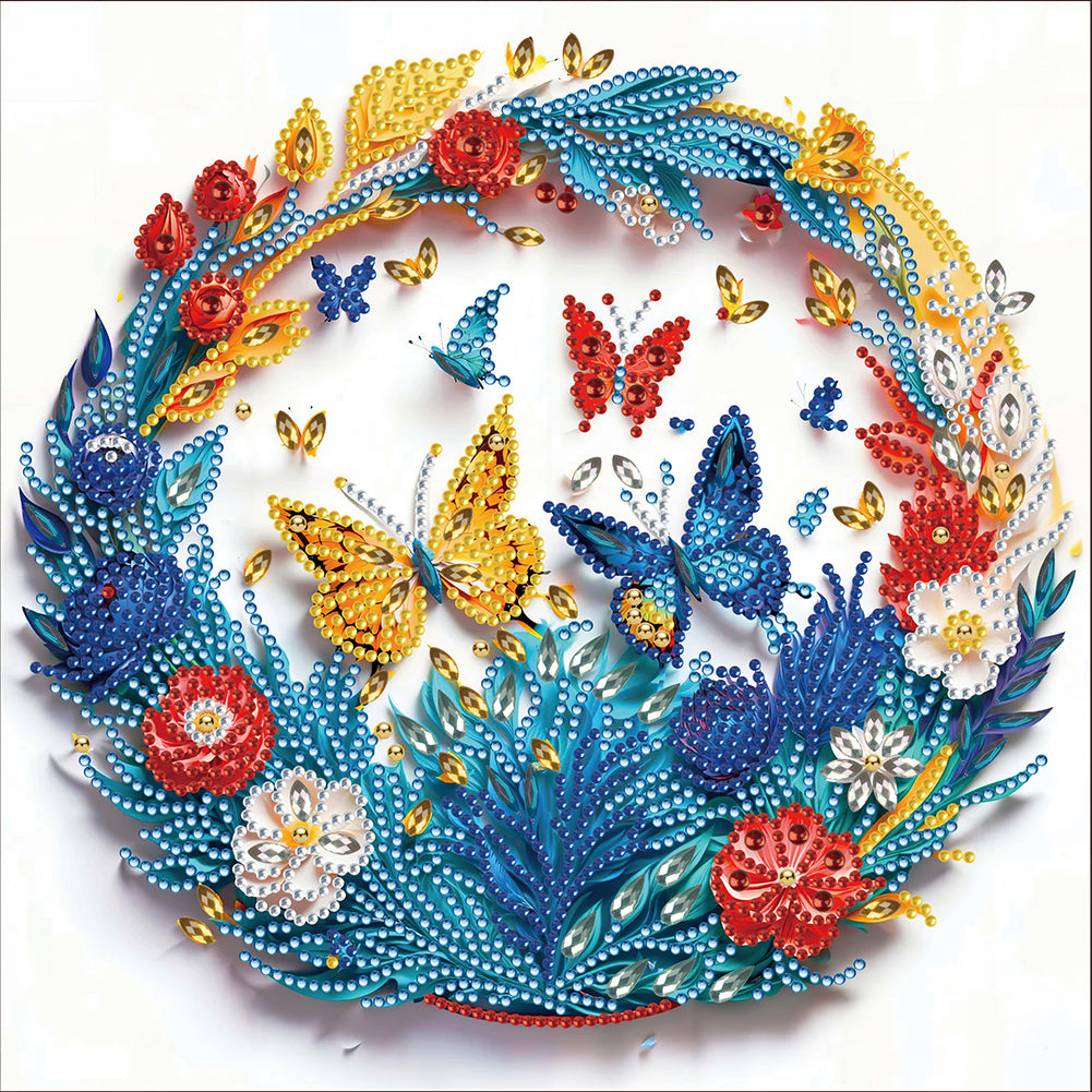 Paper Flowers And Butterflies - Special Shaped Drill Diamond Painting 30*30CM