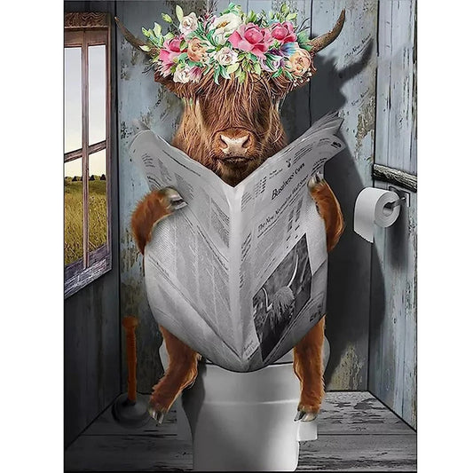 Cow Reading Newspaper - Full Round Drill Diamond Painting 30*40CM