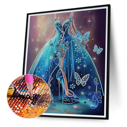 Blue Wedding Dress - Special Shaped Drill Diamond Painting 30*40CM