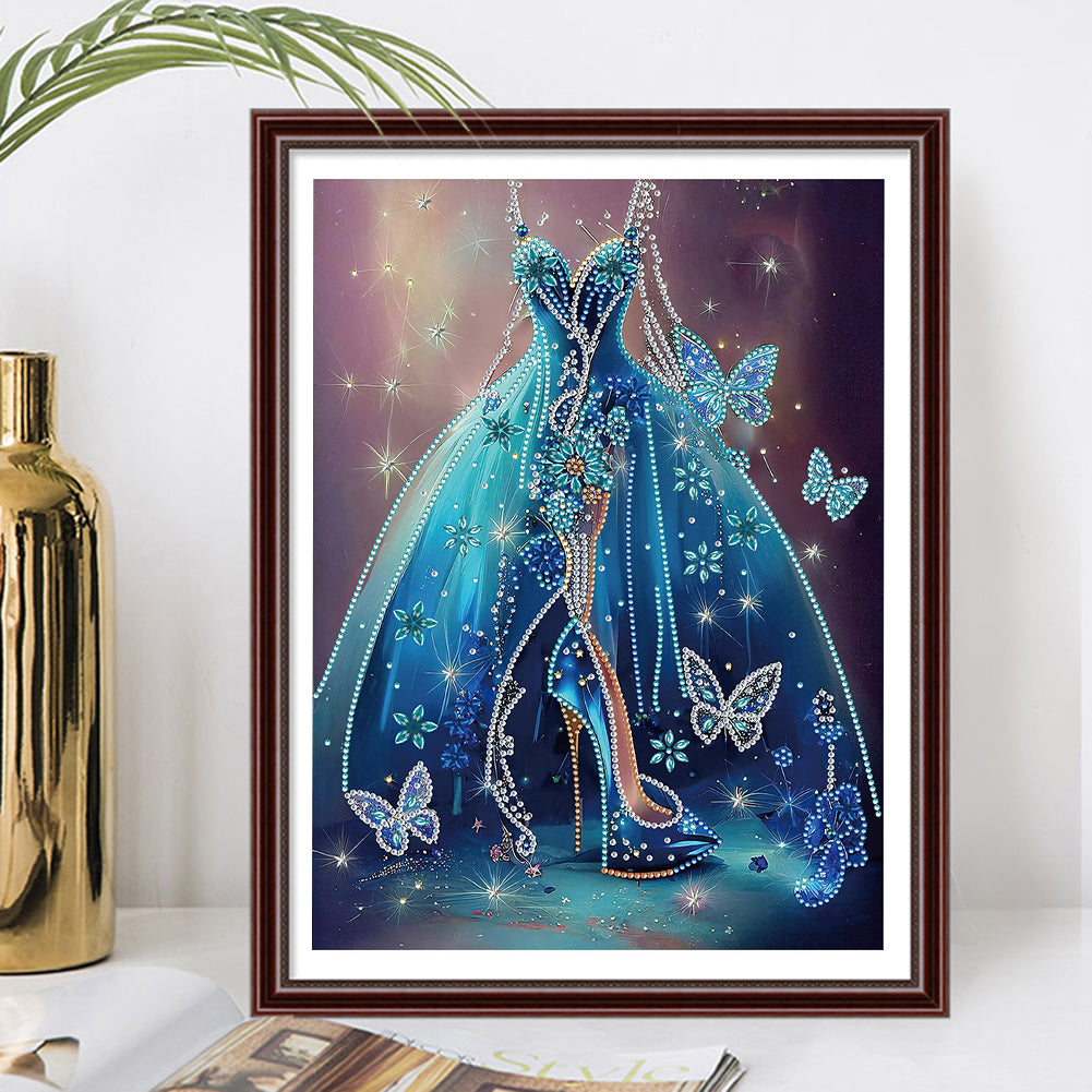 Blue Wedding Dress - Special Shaped Drill Diamond Painting 30*40CM