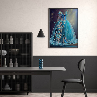 Blue Wedding Dress - Special Shaped Drill Diamond Painting 30*40CM