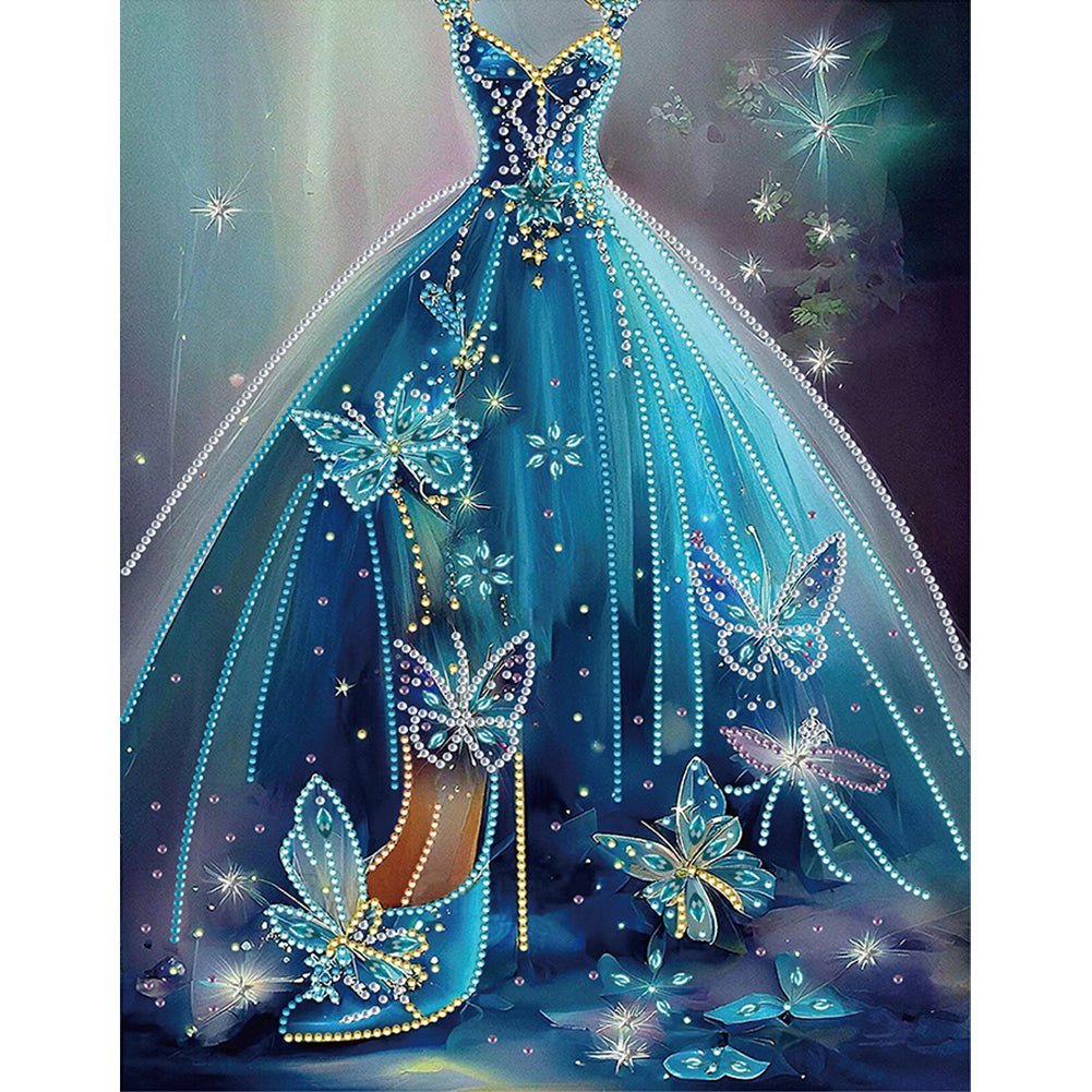 Blue Wedding Dress - Special Shaped Drill Diamond Painting 30*40CM