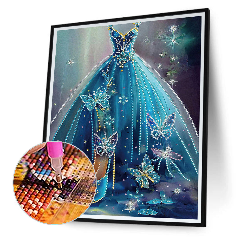 Blue Wedding Dress - Special Shaped Drill Diamond Painting 30*40CM