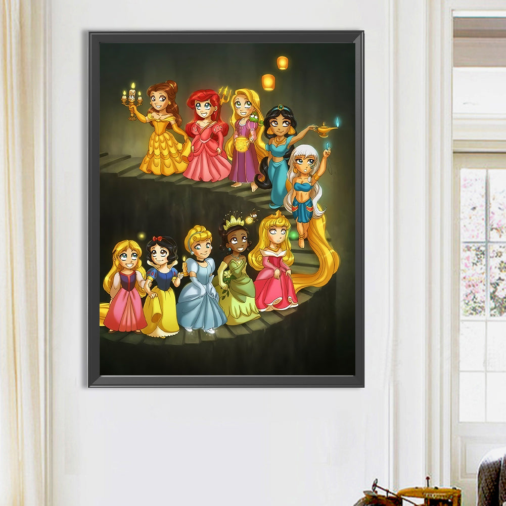 Disney Princess-Q Version - Full Round Drill Diamond Painting 50*65CM