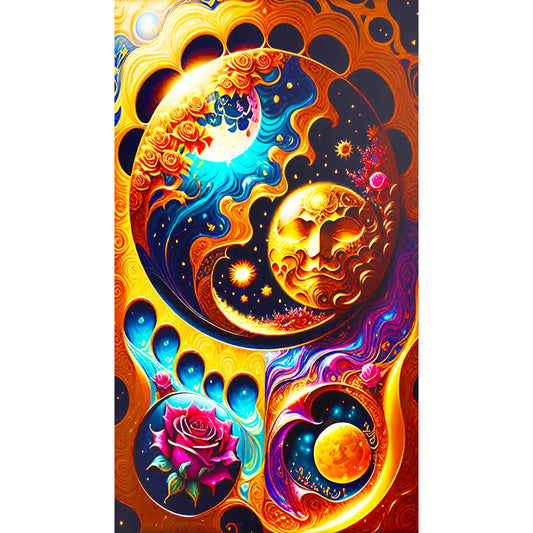 Sun Rose Moon - Full Round Drill Diamond Painting 40*70CM