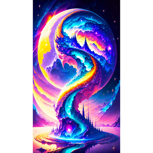 Road To The Moon - Full Round Drill Diamond Painting 40*70CM