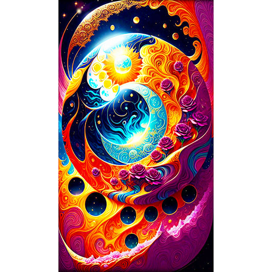 Moon And Sun - Full Round Drill Diamond Painting 40*70CM