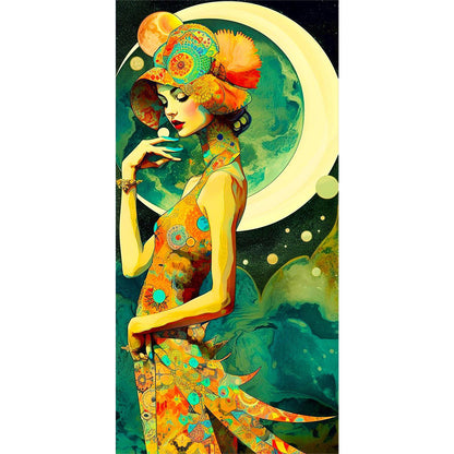 Girl Under The Moon - Full Round Drill Diamond Painting 40*80CM