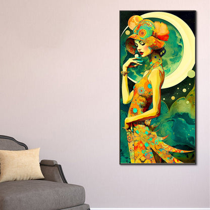 Girl Under The Moon - Full Round Drill Diamond Painting 40*80CM