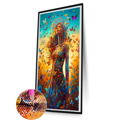 Butterfly And Girl - Full Round Drill Diamond Painting 40*80CM