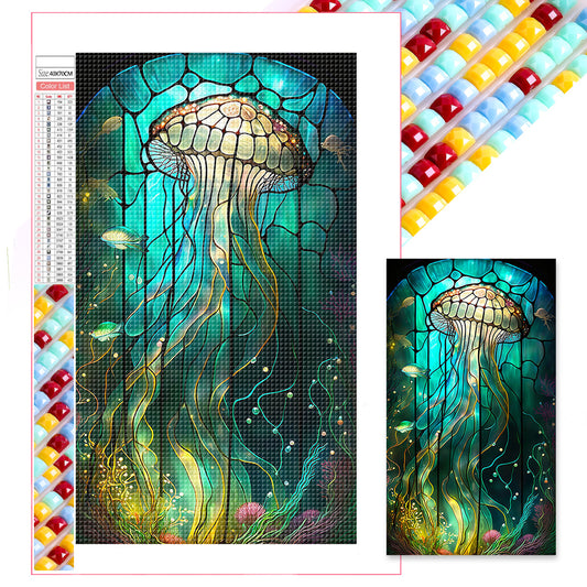 Deep Sea Jellyfish Glass Painting - Full Square Drill Diamond Painting 40*70CM
