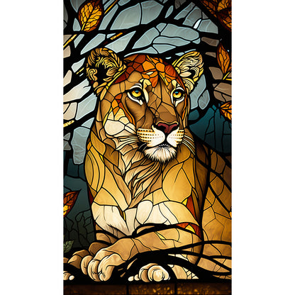 Lion Glass Painting - Full Round Drill Diamond Painting 40*70CM