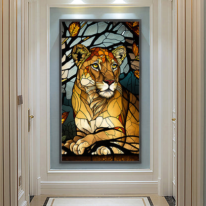 Lion Glass Painting - Full Round Drill Diamond Painting 40*70CM