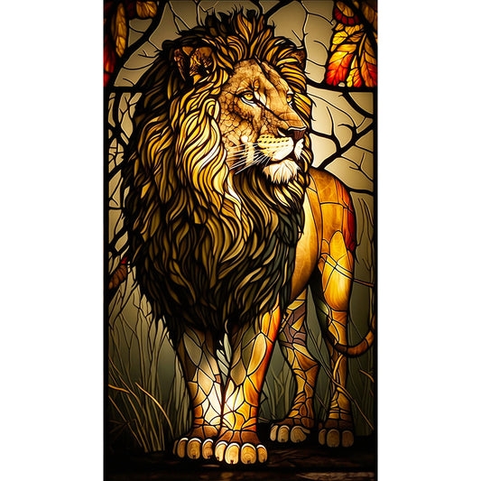 Lion Glass Painting - Full Round Drill Diamond Painting 40*70CM