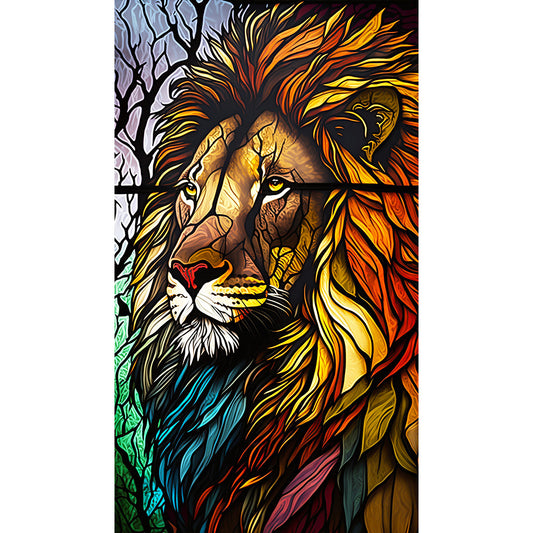 Lion Glass Painting - Full Round Drill Diamond Painting 40*70CM