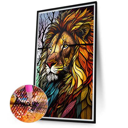 Lion Glass Painting - Full Round Drill Diamond Painting 40*70CM