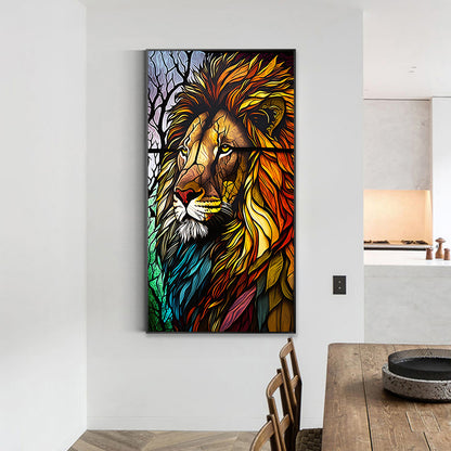 Lion Glass Painting - Full Round Drill Diamond Painting 40*70CM