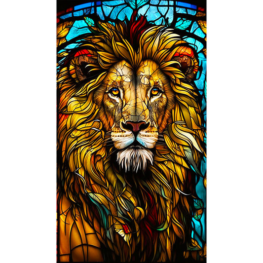 Lion Glass Painting - Full Round Drill Diamond Painting 40*70CM