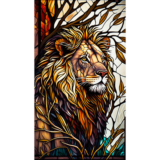 Lion Glass Painting - Full Round Drill Diamond Painting 40*70CM