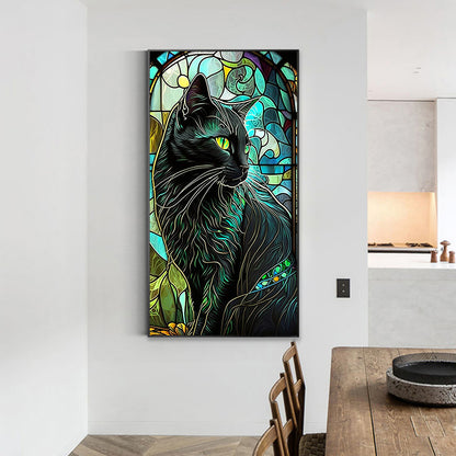 Black Cat Glass Painting - Full Round Drill Diamond Painting 40*70CM