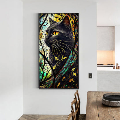 Black Cat Glass Painting - Full Round Drill Diamond Painting 40*70CM