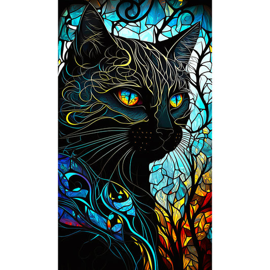 Black Cat Glass Painting - Full Round Drill Diamond Painting 40*70CM