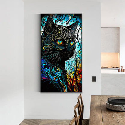 Black Cat Glass Painting - Full Round Drill Diamond Painting 40*70CM