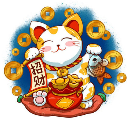 Lucky Cat - Full Round Drill Diamond Painting 30*30CM