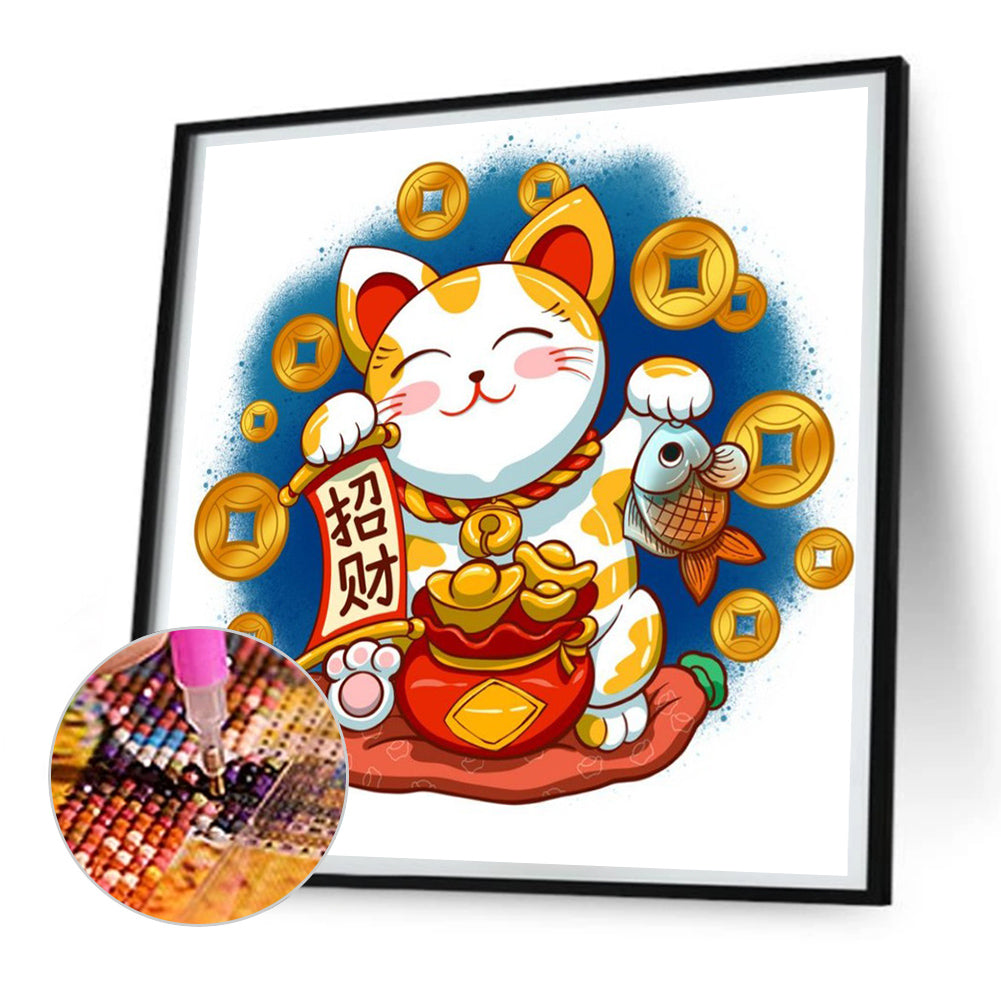 Lucky Cat - Full Round Drill Diamond Painting 30*30CM