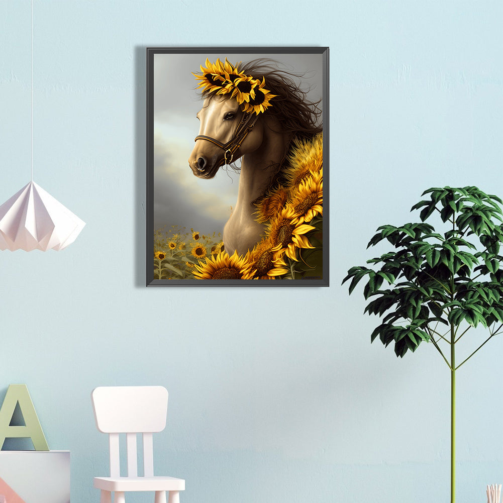 Sunflower Horse - Full Round Drill Diamond Painting 40*60CM