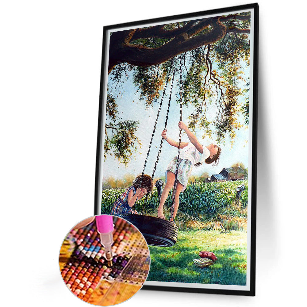 Children On Swings - Full Round Drill Diamond Painting 40*60CM