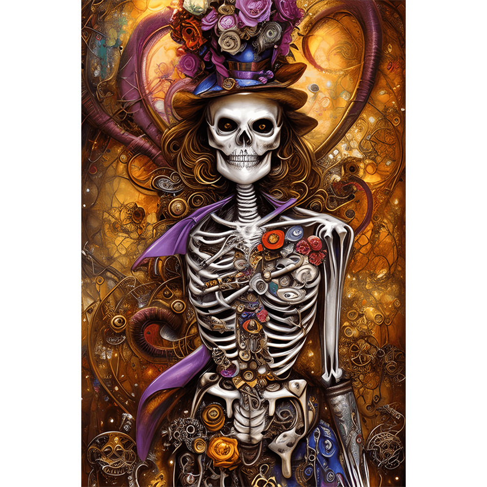 Elegant Skull - Full Round Drill Diamond Painting 40*60CM