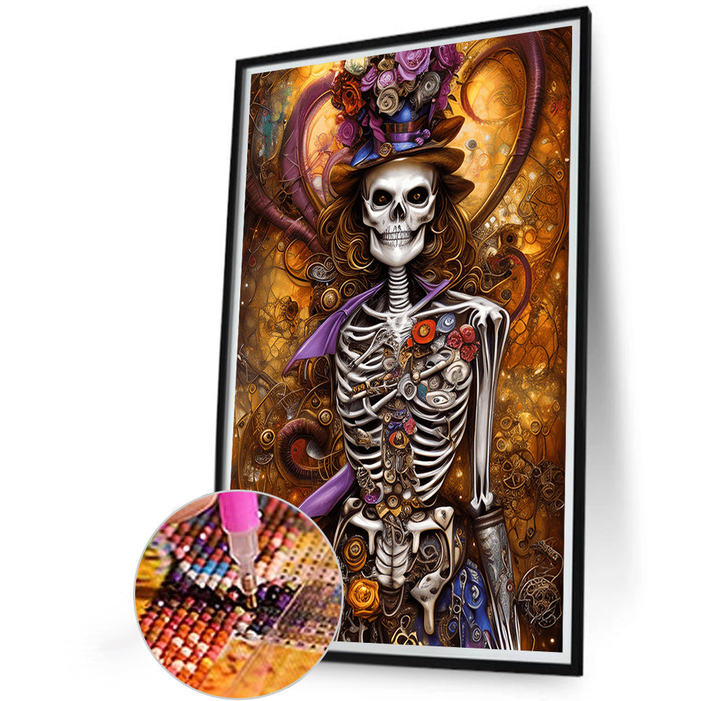 Elegant Skull - Full Round Drill Diamond Painting 40*60CM