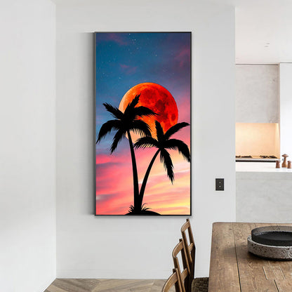 Coconut Tree And Sunset - Full Round Drill Diamond Painting 40*70CM