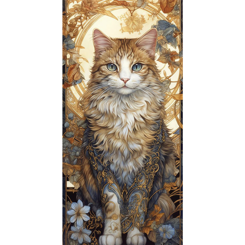 Lace Cat - Full Round Drill Diamond Painting 40*80CM