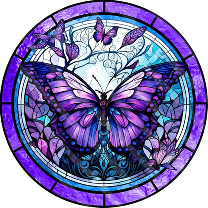 Butterfly Painting On Round Card Glass - Full Round Drill Diamond Painting 30*30CM