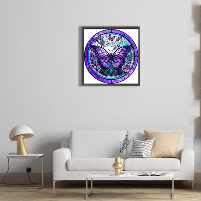 Butterfly Painting On Round Card Glass - Full Round Drill Diamond Painting 30*30CM