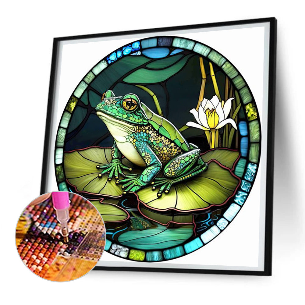 Frog Painted On Round Plate Glass - Full Round Drill Diamond Painting 30*30CM