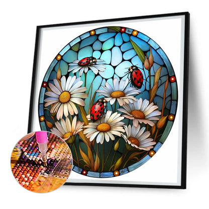 Daisy Glass Painting - Full Round Drill Diamond Painting 30*30CM