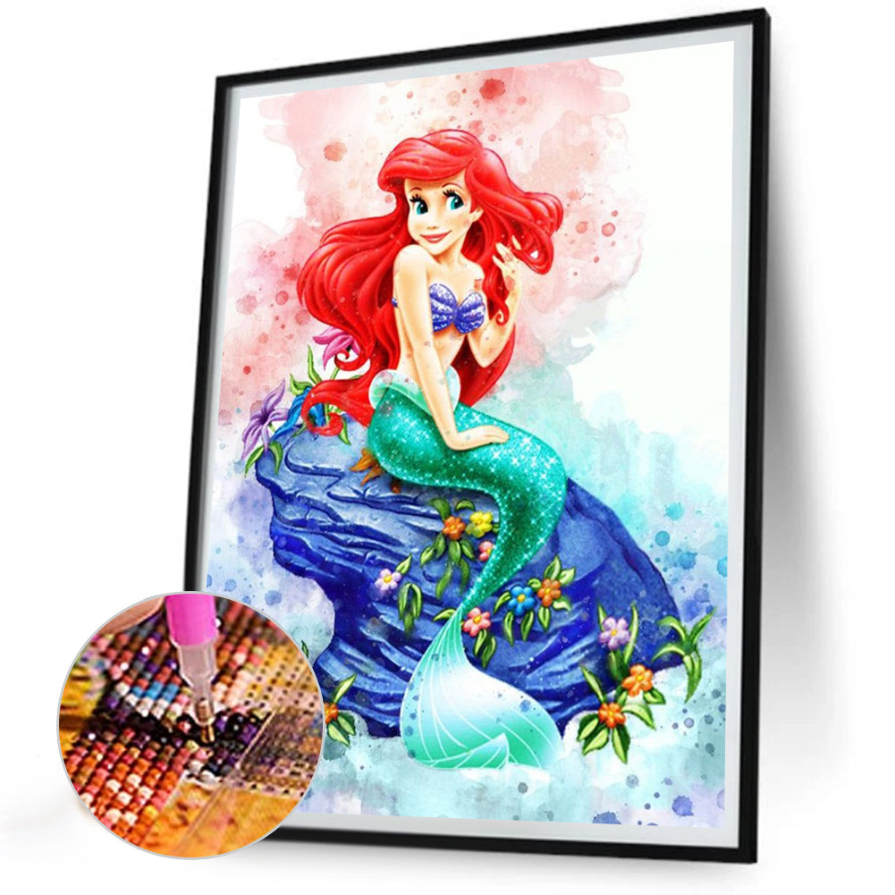 Painted Mermaid Princess - Full Round Drill Diamond Painting 30*40CM