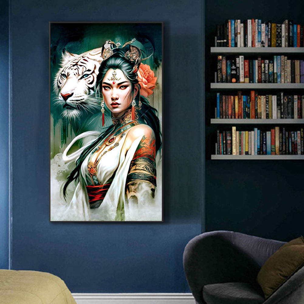 Girl And Beast - Full Round Drill Diamond Painting 45*80CM