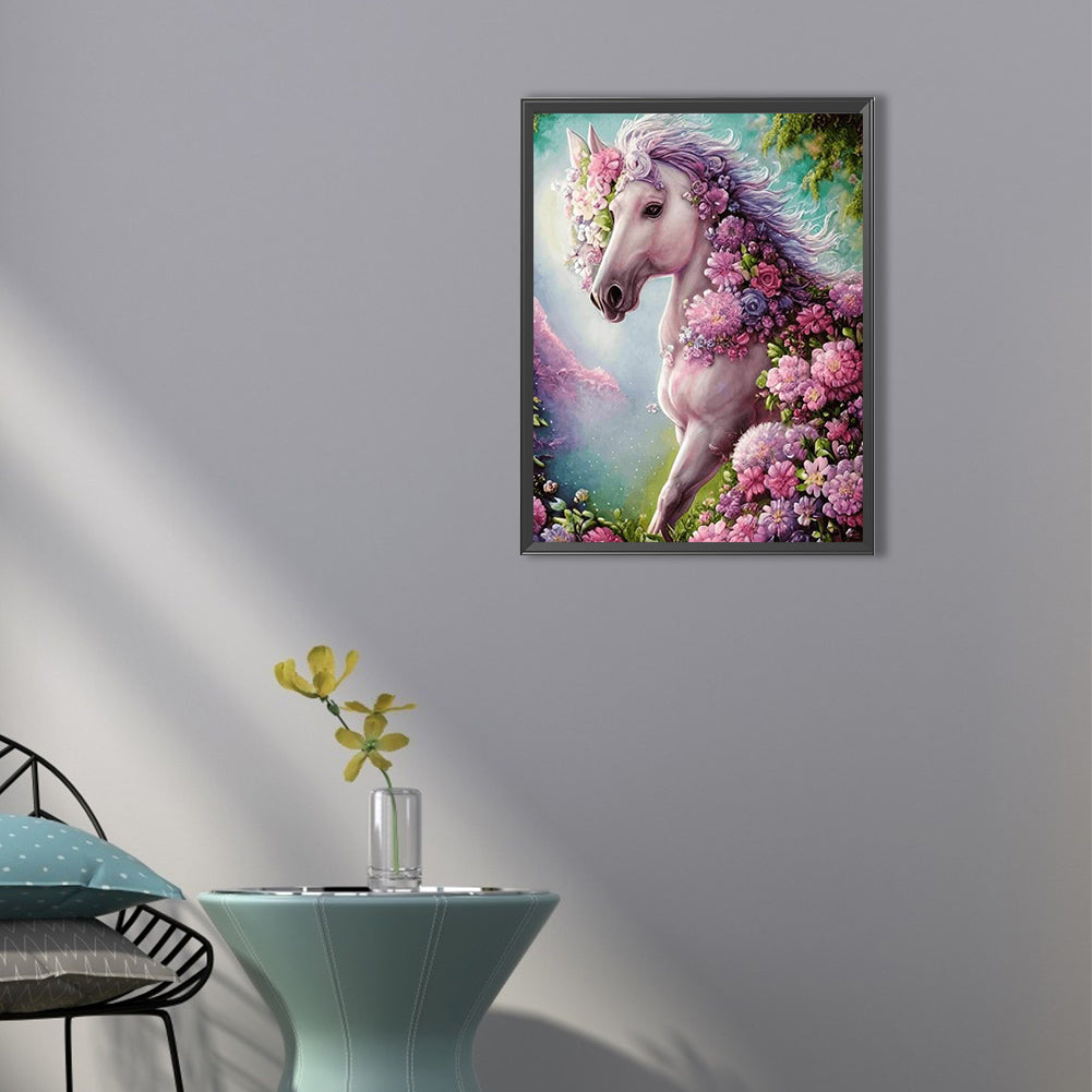 Flower Horse - Full Round Drill Diamond Painting 40*50CM