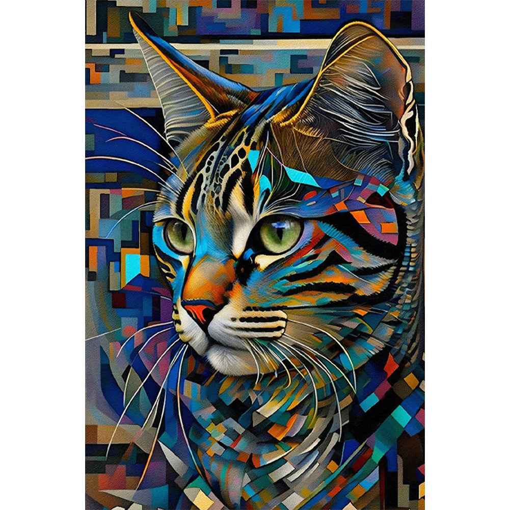 Colorful Abstract Cat - Full Round Drill Diamond Painting 40*60CM