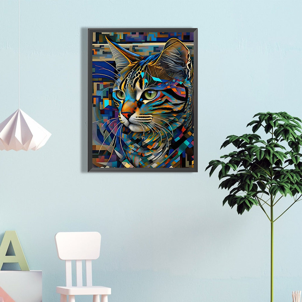 Colorful Abstract Cat - Full Round Drill Diamond Painting 40*60CM